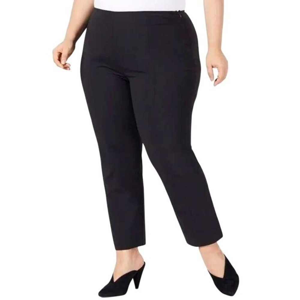 Pari‎ Passu Wool Blend Ankle Pants Black Plus Size 24 Straight Leg Trousers